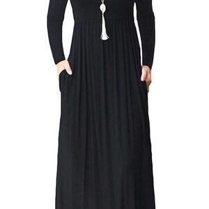 NWT Black Long Sleeve Maxi Dress with Pockets - Classic Women's Maxi 2XL